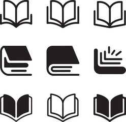 Book icons set silhouette vector on white background