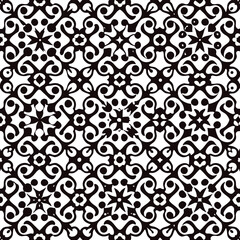 Black and white vintage floral damask pattern, a seamless vector illustration perfect for textile or wallpaper design