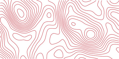Seamless pattern with background. Background with red lines. Topographic red line on White background texture