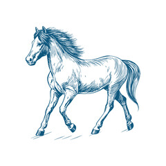 A sketch art of a horse running, showing the initial outline