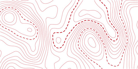 Seamless pattern with background. Background with red lines. Topographic red line on White background texture