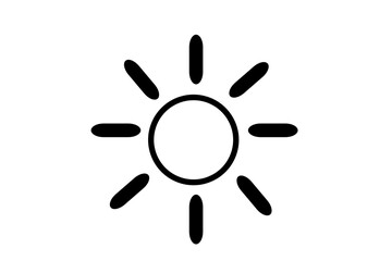 Outlined Sun Icon – Minimal Light Symbol Vector in Black Line PNG