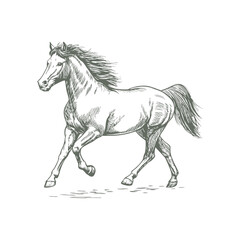 A sketch art of a horse running, showing the initial outline