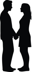silhouette of a couple holding hands solid black vector illustration 