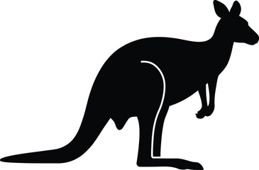 Australian kangaroo silhouette logo. Black icon kangaroo isolated on white background. Vector illustration side view 