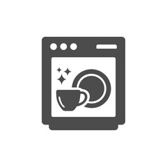 dishwasher icon symbol sign in black for kitchen appliance png