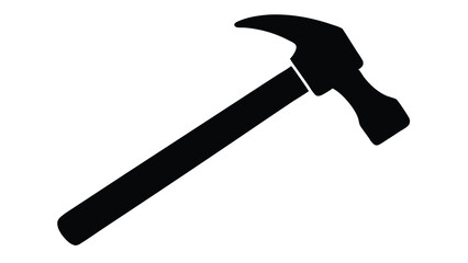 Hammer icon. A working tool. A symbol of construction and repair. Black silhouette of a hammer isolated on a white background. Vector illustration for design and web