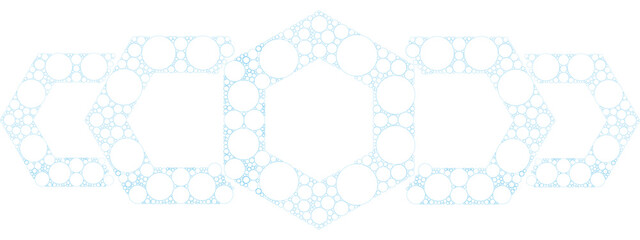 Blue abstract Thin-Line Network of Geometric Hexagons with Centered Circles, Creating a Stylish and Contemporary Frame Layout. Vector illustration