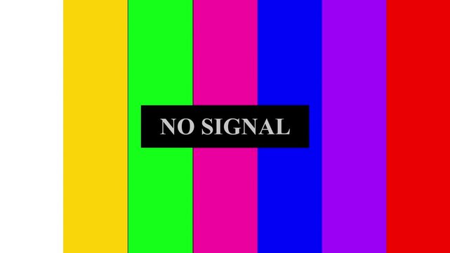 Television test screen static with no signal message broadcasting failure concept of technology glitch.
