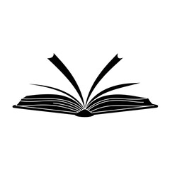 Open Book Silhouette Isolated On White Background