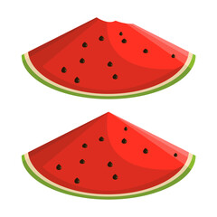 Watermelon Slice with Bite and Whole – Isolated Vector