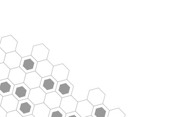 Fototapeta premium Geometric technology white and grey and light grey hexagon background. Abstract vector illustration Science technology and medical concept hexagon on transparent background. 
