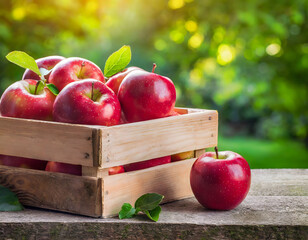 A vibrant display of freshly harvested, juicy red apples basking in natural sunlight