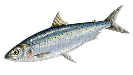 Fototapeta premium Sardine mediterranean variant isolated on a white background PNG. AI GENERATED