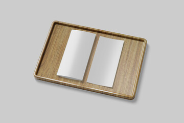 Menu card on wooden tray