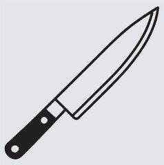 chef knife silhouette vector art illustration, kitchen knife isolated on white