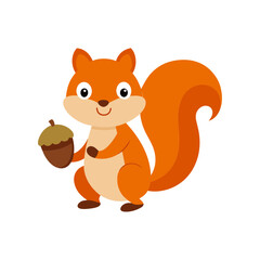 Squirrel With A Corn Cartoon Vector Illustration.