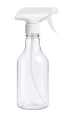 High-Quality Clear Plastic Spray Bottle with White Trigger for Household Use, Ideal for Cleaning Solutions and Garden Care, Isolated on Transparent and White Background