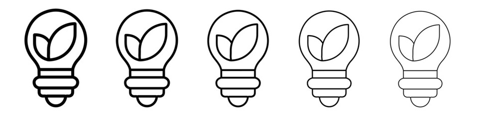 bulb with leaf icon simple vector outline logo