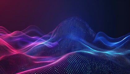 Abstract digital wave pattern with glowing dots.