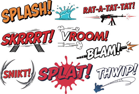 YouTube動画素材 アメコミ風オノマトペ・効果音セット - American Comic Onomatopoeia & Sound Effects Pack for Video Editing