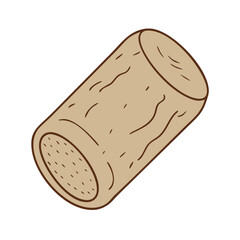 Stylized Cartoon Illustration of a Traditional Wine Cork on a transparent Background