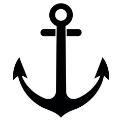 Black Anchor Icon on White Background Nautical Symbolism Marine Theme
