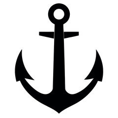 Simple Black and White Silhouette of an Anchor With Ring Detail on Top