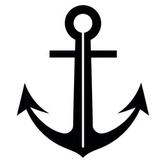 Isolated Black Anchor Symbol, Nautical Icon with Ring, Stock Image, Boat, Maritime, Sea
