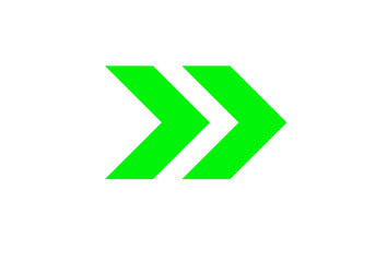 Bold Green chevron arrows pointing to the right on a white background. The modern and minimalistic design symbolizes direction, movement, progress, or forward navigation. Ideal for use in web design.