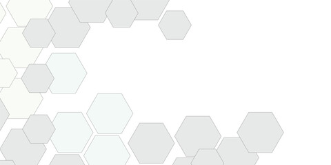 Geometric technology white hexagon background. Abstract vector illustration Science technology and medical concept hexagon on transparent background.