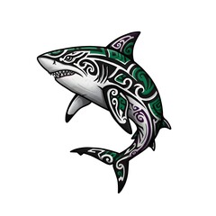 Obraz premium Polynesian Tribal Shark Neo-traditional Tattoo