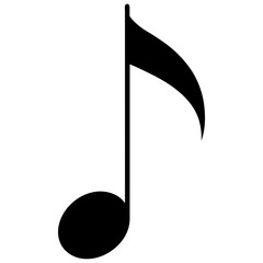 Isolated Black Eighth Note Musical Symbol on a White Background © Suplab_Designer
