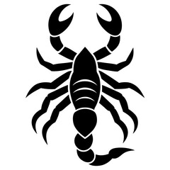 Black Silhouette of a Scorpion with Pincers and Segmented Body