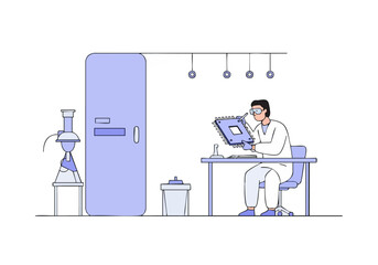 A scientist meticulously examines a microchip in a modern laboratory setting. Focused and professional, the image conveys innovation and technology.