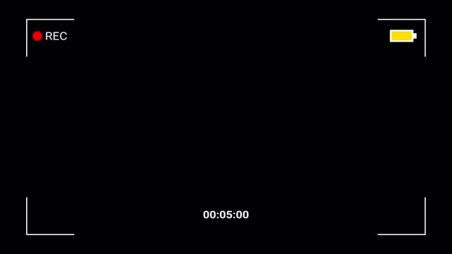 Video camera recorder screen overlay on a transparent background, Recording camera screen interface with alpha channel , Camera recording screen overlay. 