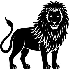 Majestic Lion Illustration A Bold Black Silhouette on a White Background