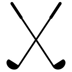 Crossed Golf Clubs Silhouette Simple black silhouette two
