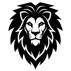 Bold Black and White Lion Head Logo Stylized