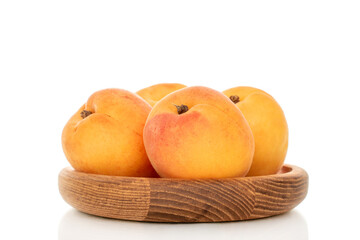 Sweet organic apricots isolated on white background, close-up.