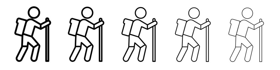 hiking icon simple vector outline logo