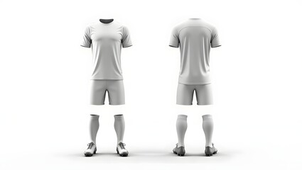 Athletic Gear Set: A comprehensive view of a sports uniform set, presenting the front and rear aspects, with a sleek design emphasizing comfort and performance for athletic endeavors.