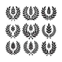 set laurel sign wreaths wings and banners for logo design set vector