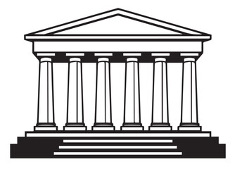 Obraz premium A stylized illustration of a classical Greek temple. Columns support the triangular pediment of the structure, an icon for building and architecture.