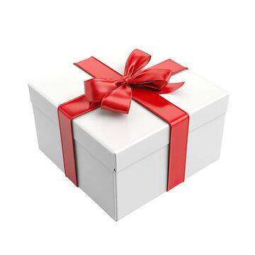 Gift box with a red ribbon bow isolated on transparent background
