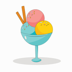 ice cream bowl with three scoops of ice cream