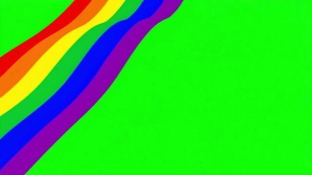 Rainbow LGBT pride flag on green screen background. Lesbian lgbtq flag video waving in wind chroma key. Seamlessly looping 3D animation copy space. Realistic Gay Flag background. International Day