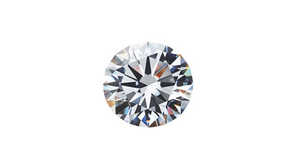 Round Cut Diamond Gemstone Isolated on White Background
