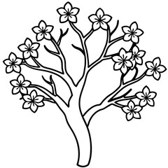 Elegant Cherry Tree Outline Vector