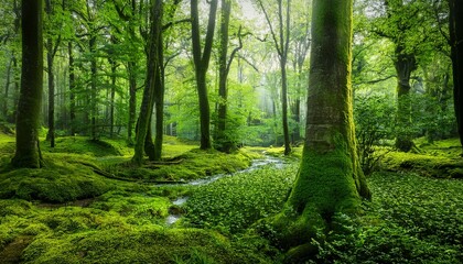 Obraz premium green forest ultrawide wallpaper